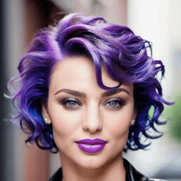 Short Curly Blue & Purple Hairstyle AI avatar/profile picture for women